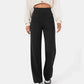 high-waisted elastische casual broek